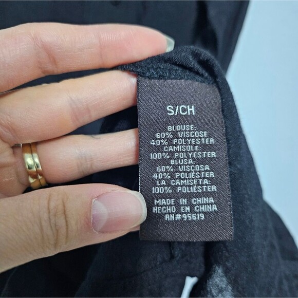 Fever Black Witchy Whimsigoth Sheer Collared Gauzy Vest Pintucked Buttoned Sz S - Picture 6 of 12